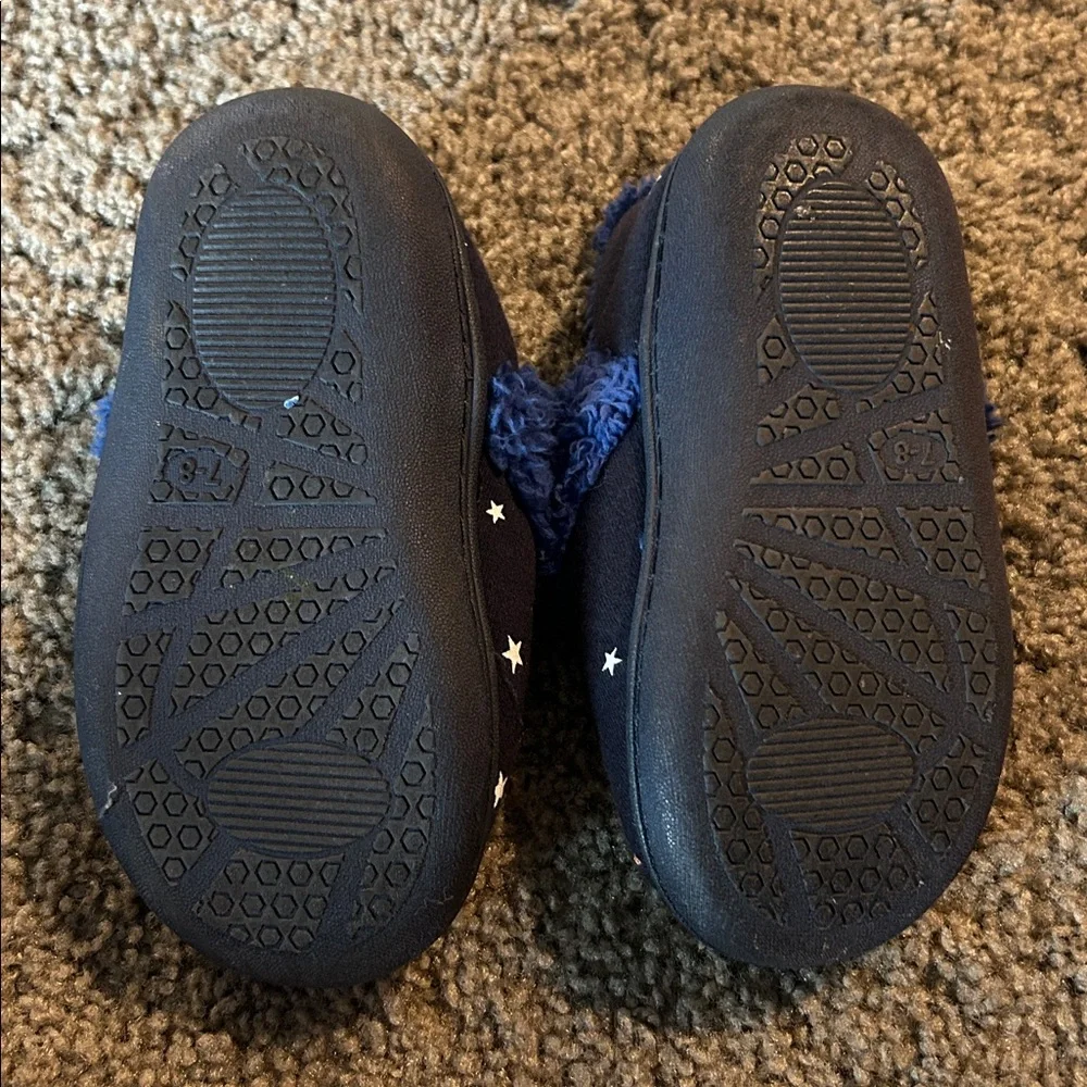 Toddler Blue Space Slippers, Sz 7-8